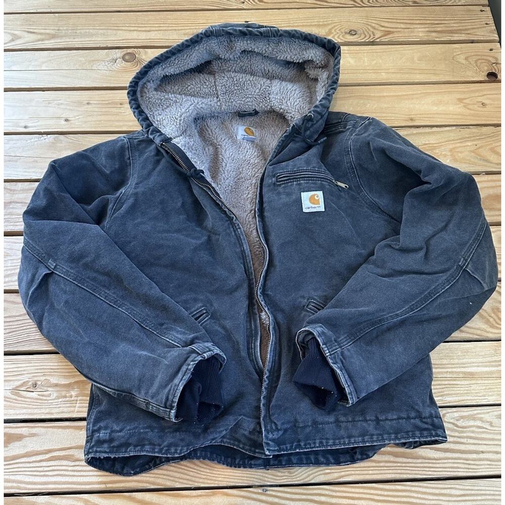 Carhartt Sherpa Lined Hooded Coat Size Small Women’s Black